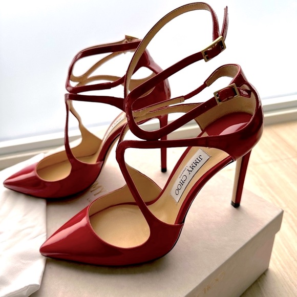 Jimmy Choo New Lancer 100 in patent red. Size 38.5 - Picture 3 of 12